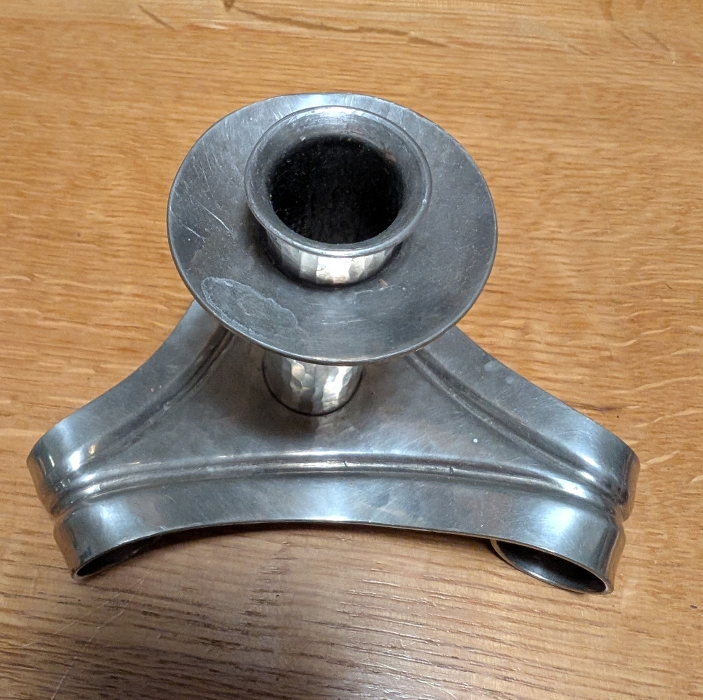 Single Hammered Pewter Candleholder